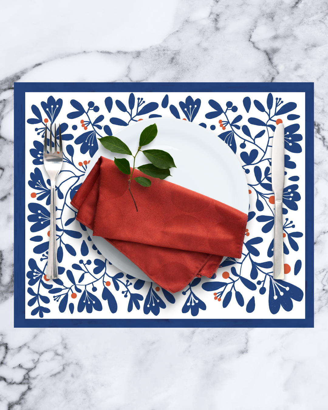 Manteles de papel ilustrados - flores azules