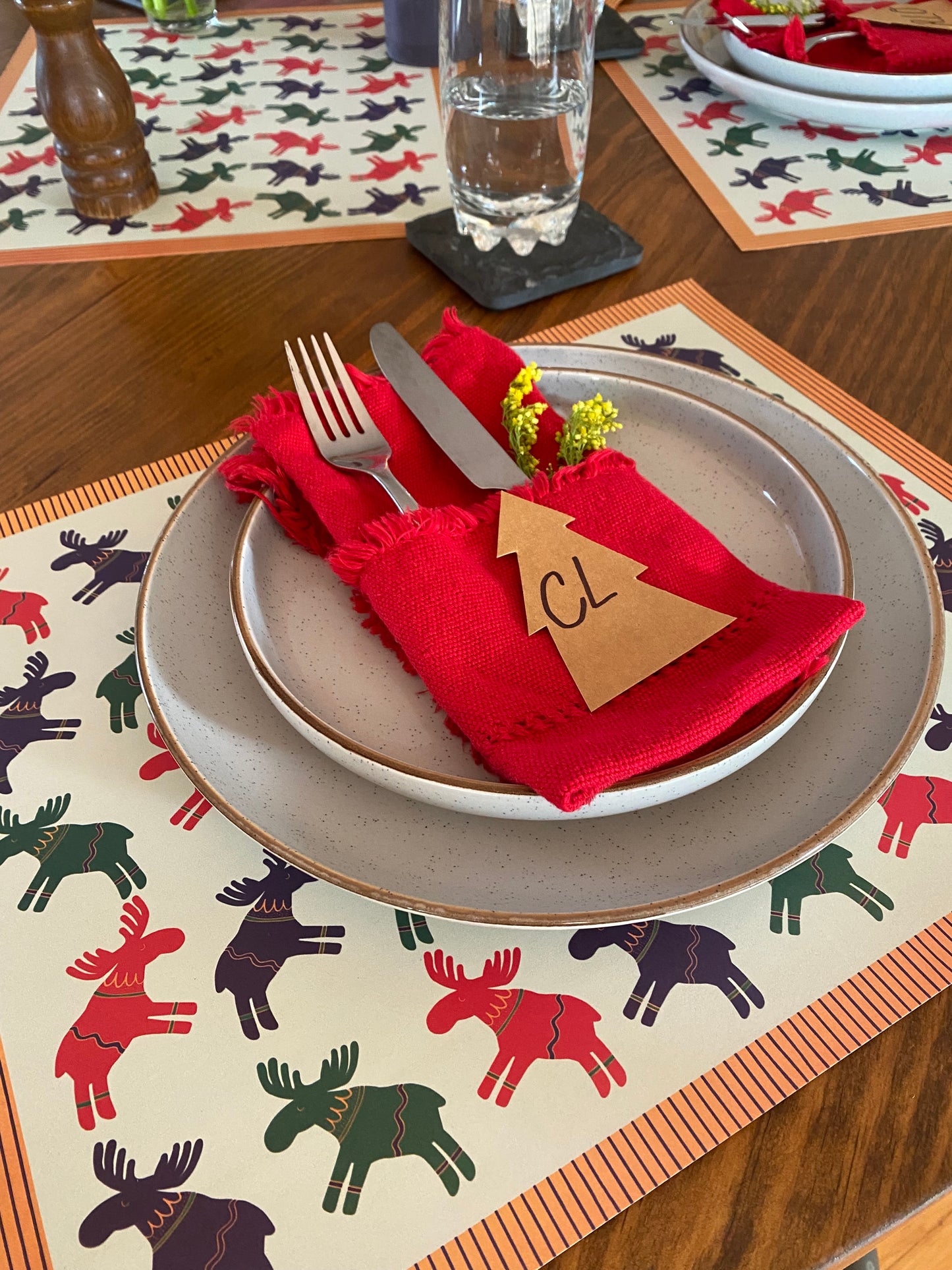 Manteles de papel ilustrados - Renos navidad